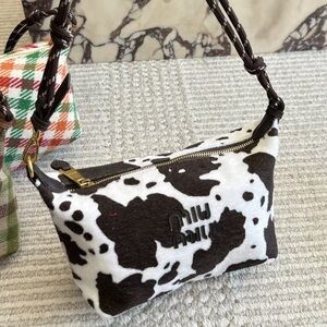 Miu Miu Black and White Patterned Shoulder Bag